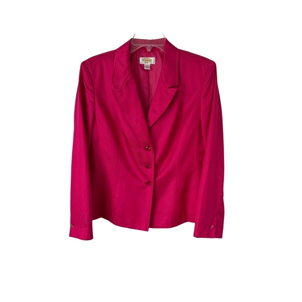 Talbots‎ Silk Tailored Blazer Jacket Pink Jewel Button Chic Office Glam 14P